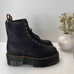 Dr Martens 1460 Pascal Max Platform Leather Combat Boots Black Women 11 NWOB